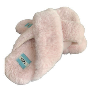 TOMS NWT Susie‎ Womens Memory Foam Pink Faux Fur Slippers Slip-On Sz 7
